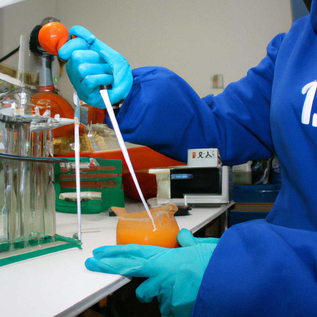 Person conducting scientific research experiment
